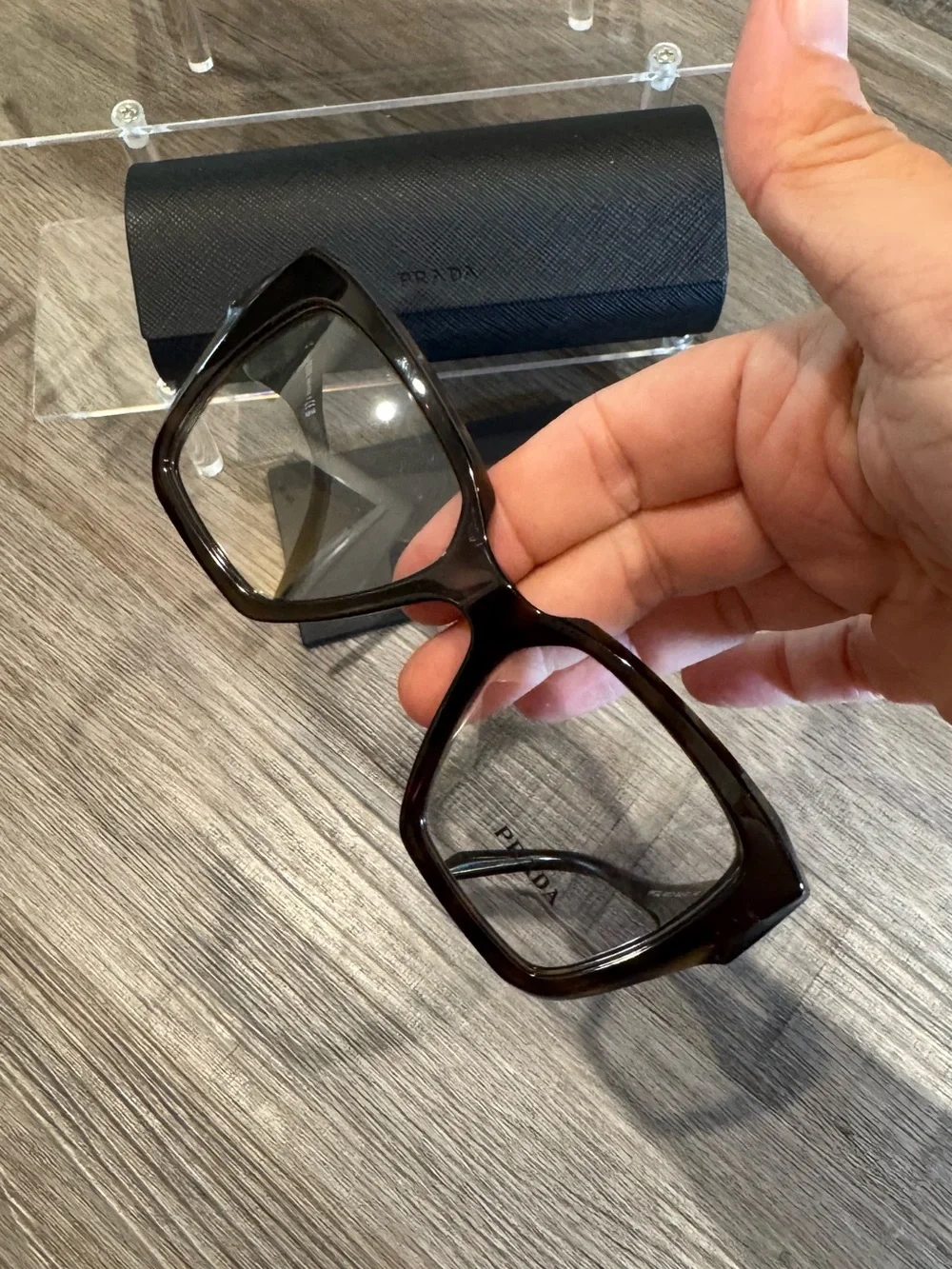Prada Logo Honey Tortoise Cateye Eyeglasses PR09ZV